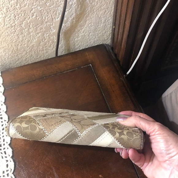 Coach Handbag Patchwork Turnlock Canvas Satchel/shoulder Bag/matching wallet - Picture 13 of 15